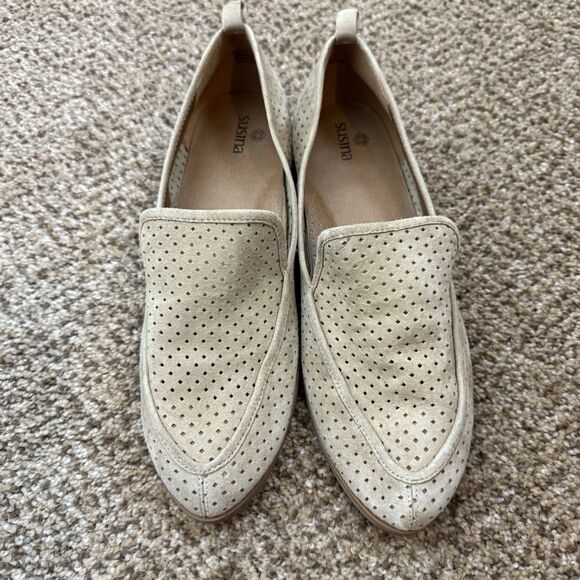 Susina Kellen Almond Toe Tan Suede Leather Slip On Loafers Flats 8M - Picture 4 of 12